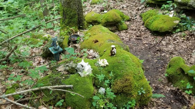 mossy rocky shrine